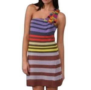 NWT Nanette Lepore Striped Firecracker One Shoulder Dress